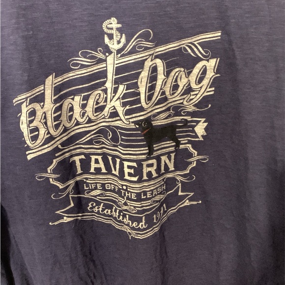 Black Dog Tavern blue tan shirt size Large comfortable pullover buttons - Picture 2 of 6
